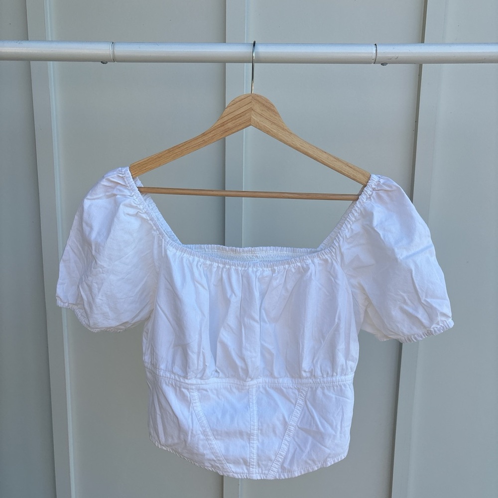 Japna - White Puff Sleeve Corset Top